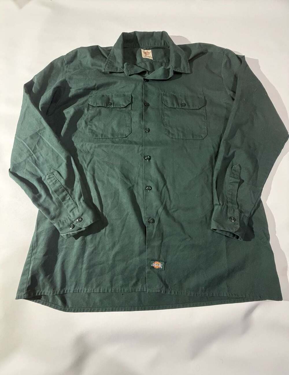 Dickies Forest Green Work Shirt Long Sleeve Button Down Mens XLT